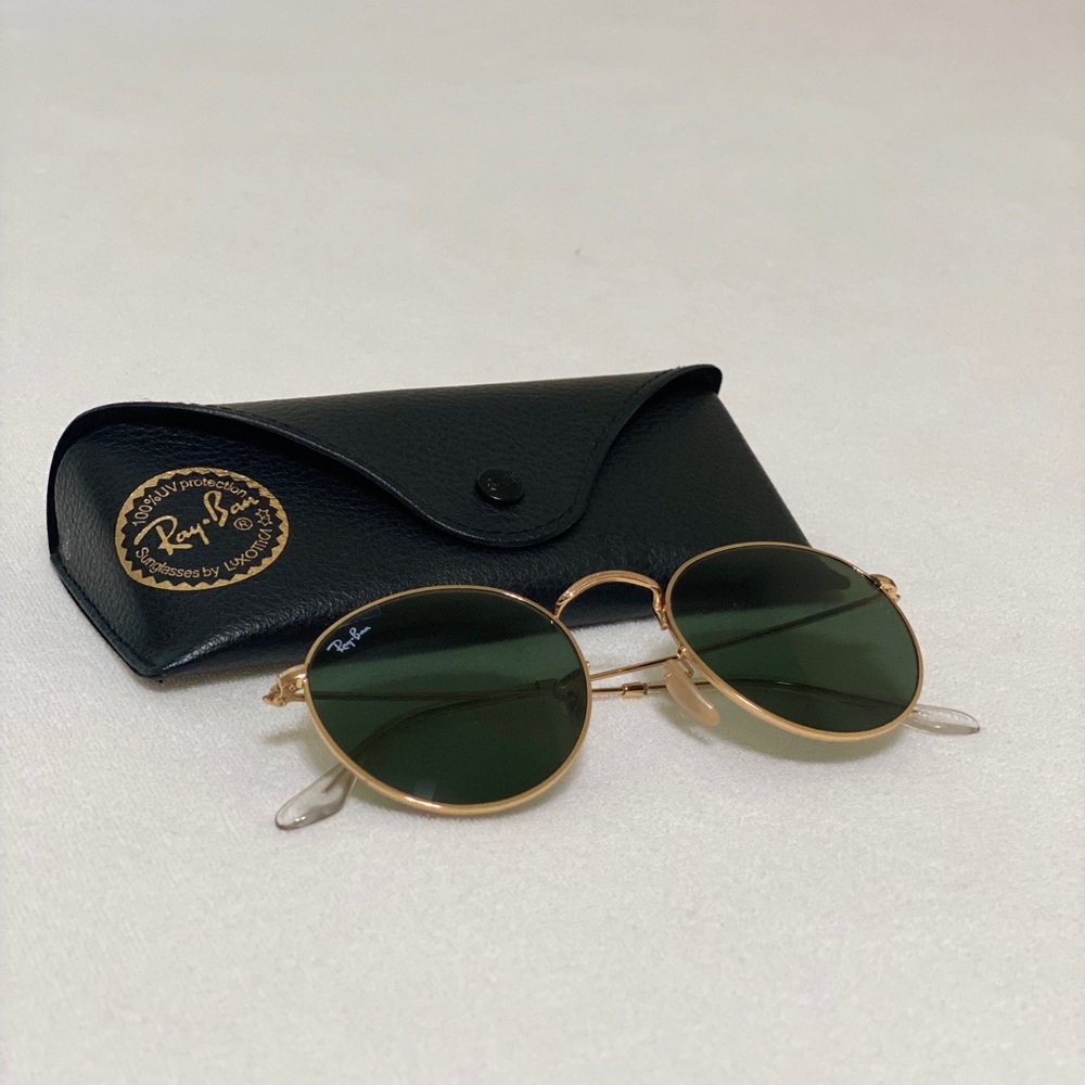 Ray-Ban Gold and Green Round Sunglasses